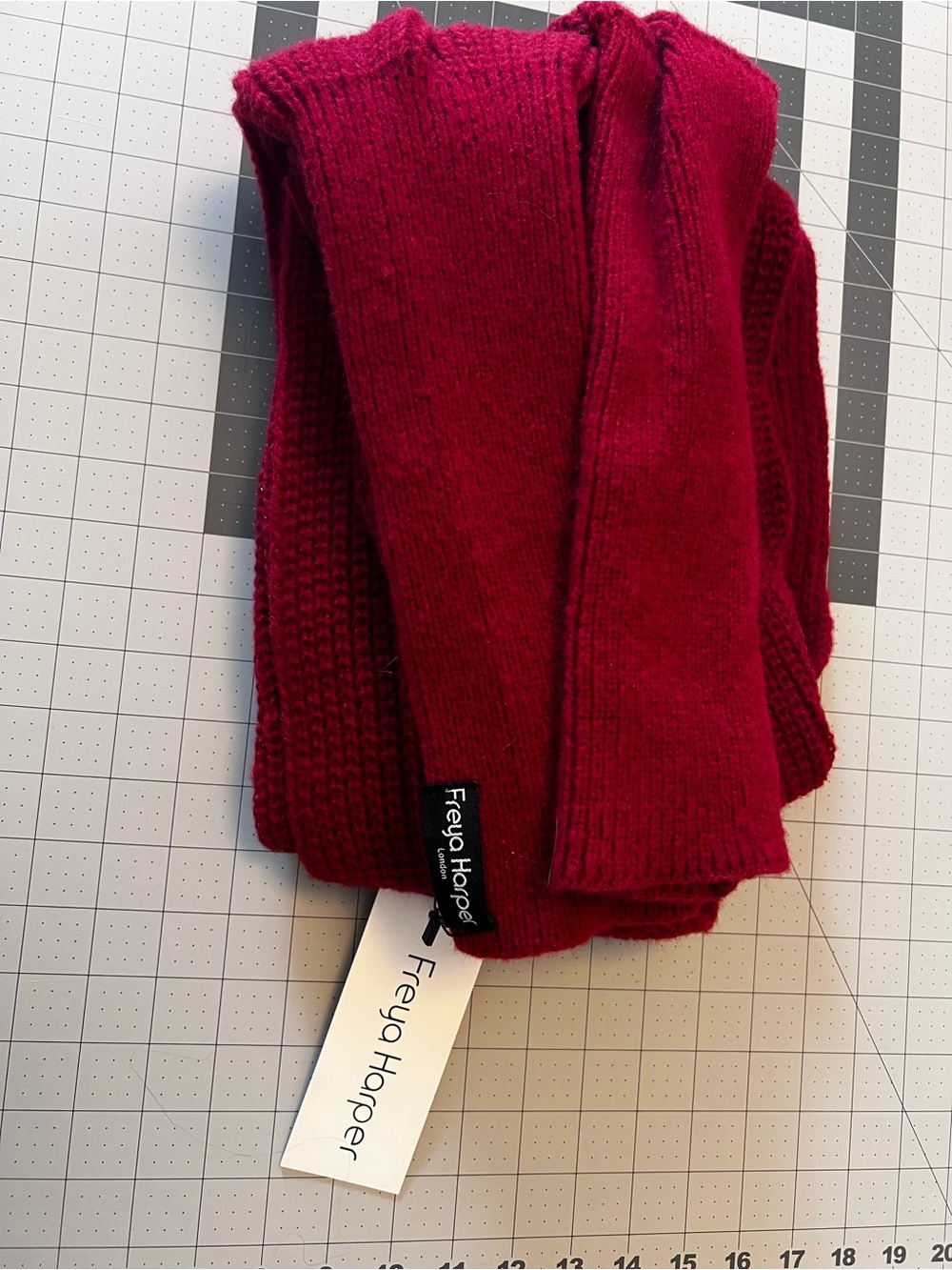 Freya Harper Ribbed Knit Scarf in Deep Berry